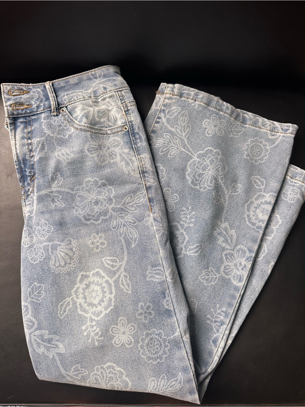 Women's Light Blue Floral Print Jeans